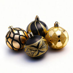 Набор новогодних украшений (золото с чёрным, 6см)