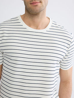 Bisiklet Yaka ?izgili Erkek Ti??rt