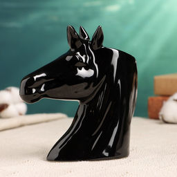 Фигурное кашпо для цветов «Единорог», 250 мл, 13×5×13 см, керамика, чёрное