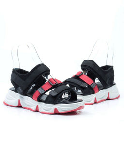 08-PED76-2 BLACK Босоножки (текстиль, стелька натуральная кожа)