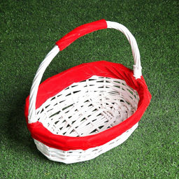 Корзина плетёная для хранения, ива, белая, красная, набор 3 шт.