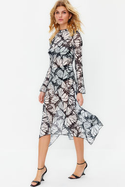 Cok Renkli A-Kesim Astars?z Orme Tul S?k Abiye Elbise TPRSS24EL00029 - Trendyolmilla фото 2