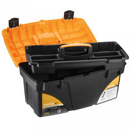 Контейнер-ящик для инструментов пластмассовый "Титан 21" 53х28x29см, черный с желтым (Россия)