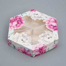 Цена за 5 шт. Коробка кондитерская, упаковка, «Пионы», 23 х 23х 4 см