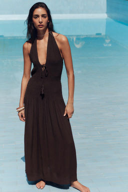 SMOCKED HALTER DRESS - Zara фото 2