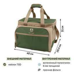 Термосумка «Арктика» с набором посуды для пикника на 6 человек, объём 22 л, зелёная