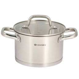 Кастрюля нержавеющая сталь 2.9 л крышка стекло Рейн GS-01229-18 индукция (505775) (DANIKS)