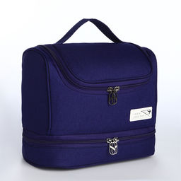 Косметичка - несессер дорожная на молнии, с ручкой, с отделами, синяя