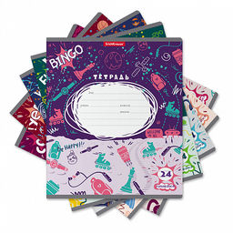 Цена за 10 шт. Тетрадь школьная ученическая ErichKrause Cosmic Trash, 24 листа, линейка (в плёнке по 10 шт.)_MIX-PACK