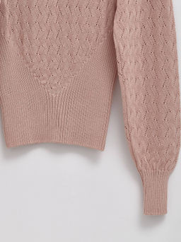 CONTE LDK 284 Джемпер с ажурным узором из пряжи с хлопком pink clay