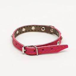 Ошейник кожаный двухслойный со стразами, 1,2 х 35 см, ОШ 20-30 см, розовый - Пижон фото 2