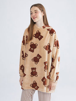 Kap??onlu Oversize Kad?n Pel?? Pijama ?st?