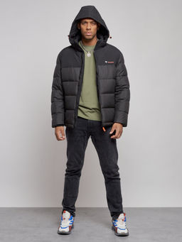 Куртка мужская зимняя с капюшоном спортивная великан черного цвета 8377Ch - Wonderrman фото 6
