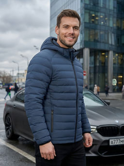 Куртка мужская стёганая с капюшоном с графеновой подкладкой