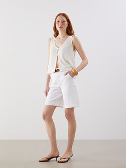 Beli Kemerli Bermuda Fit Kad?n Jean ?ortolon