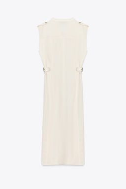 MIDI DRESS WITH BELT LOOPS IN A LINEN BLEND - Zara фото 15