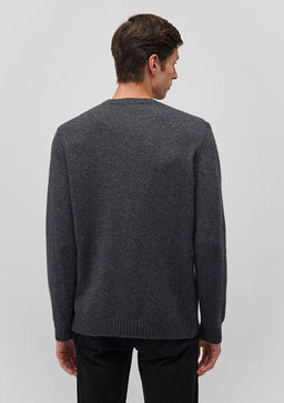 Bisiklet Yaka Gri Kazak - Mavi фото 4