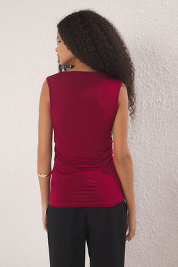 Trendyolmilla Haki Fitted/Vucuda Oturan Cut Out Detayl? Aksesuarl? Esnek Orme Bluz TWOSS25BZ00402  фото 14