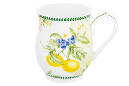 Кружка 350 мл 11,5*8,2*10 см Лимоны бочонок, NEW BONE CHINA