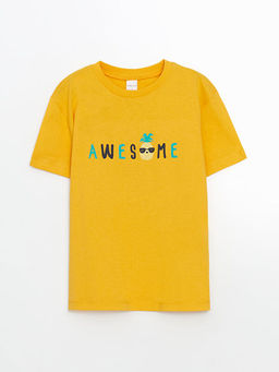 Bisiklet Yaka Bask?l? Erkek ?ocuk Ti??rt