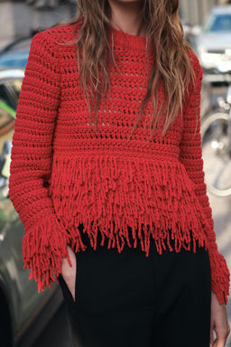 FRINGED KNIT SWEATER - Zara фото 2