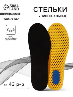 Стельки для обуви, универсальные, р-р RU до 43 (р-р Пр-ля до 46), 27.5 см, пара, чёрные