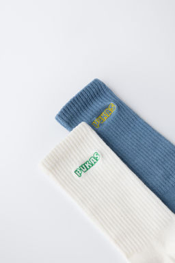 PACK DOS CALCETINES LARGOS PUKAS SURF / Azul / Blanco - Zara фото 3