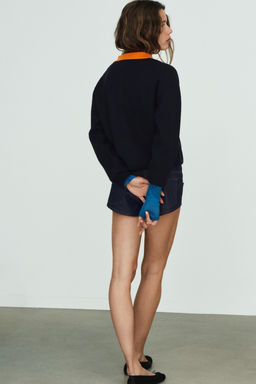 CONTRAST COLLAR KNIT POLO SHIRT - Zara фото 12