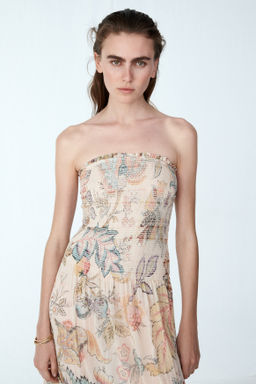 Vestido bandeau con cuerpo nido de abeja - H&m фото 4