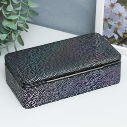 Шкатулка кожзам для украшений Маленькие пятнышки. Синяя голография 6х9,8х18,5 см - Simaland фото 4