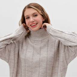 Костюм женский (джемпер, брюки) MINAKU: Knitwear Collection, размер 48-48, капучино