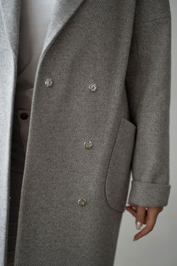 Пальто женское демисезонное 22400 (серый/рубчик) - Kankan фото 5