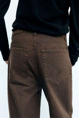 RELAXED OVERSIZE TAPERED ANIMAL PRINT HIGH-WAIST TRF JEANS - Zara фото 6