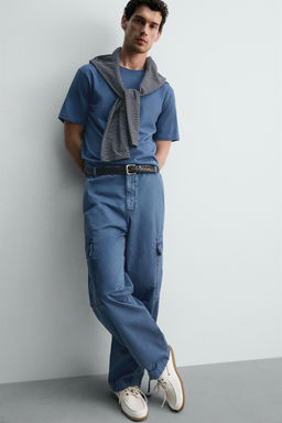 PANTAL?N CARGO RELAXED FIT LAVADO / Azul - Zara фото 6