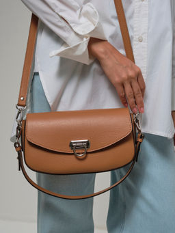 Сумка кожаная на плечо Azaro 31049 коричневый лист