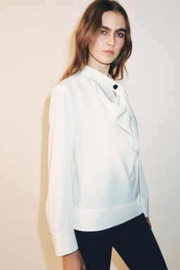 CAMISA CINTA CUELLO / Crudo - Zara фото 3