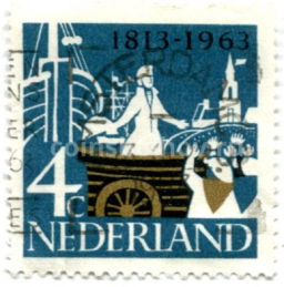 Марка 150-лет высадки принца Оранского в Схевенингене в 1813 году 1963 год Нидерланды