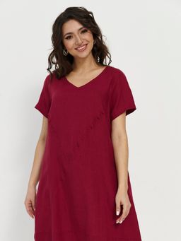 из 100% льна премиального качества. Платье Венеция бордовое