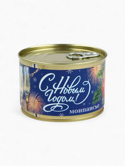 Подарочный набор новогодний в железной банке С Новым годом: монпансье 100 г, чай чёрный 50 г, варенье 30 г, открытка
