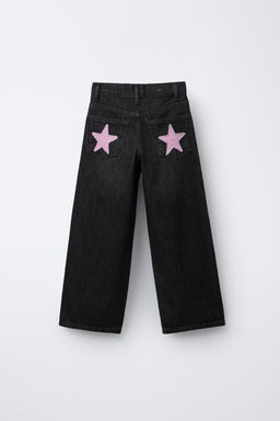 WIDE-LEG JEANS WITH STAR PATCHES - Zara фото 2