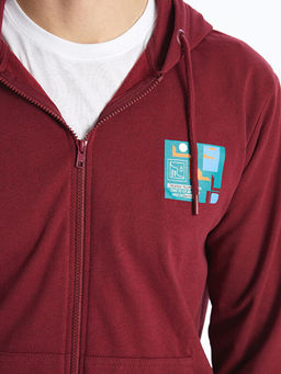 Uzun Kollu Bask?l? Erkek Hoodie