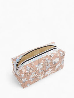 Косметичка на молнии женская, с рисунком, с рисунком, пастельно-коричневая - Simaland фото 2