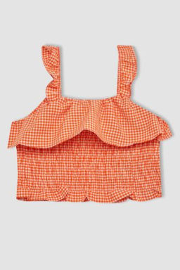 K?z Cocuk Kareli Ask?l? Bluz