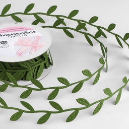 Лента фигурная Листья, 25 мм, 90.5 м, тёмно-зелёная