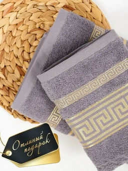 Махровое полотенце Эллада- серая дымка 50*90 см. хлопок 100% - Лен поволжья фото 3