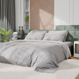 Постельное бельё Этель Евро Tencel 200*220см, 230*245см, 50*70см-2шт, цвет светло-серый  фото 4