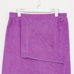 Килт женский для бани и сауны, цвет сиреневый вышивка Снеговик, размер 80х1502 см, махра 300г/м 100% хлопок - Гранд-стиль фото 3