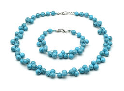 Бусы, браслет из бирюзы имитация шарик 8мм, 50см, 22см.