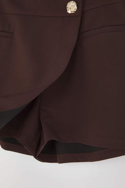 Koyu Kahverengi Dugme Detayl? Mini Sort Etek Sort & Bermuda TWOAW26SR00027