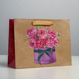 Цена за 3 шт. Пакет подарочный крафтовый, упаковка, For you, MS 23?18?10 см